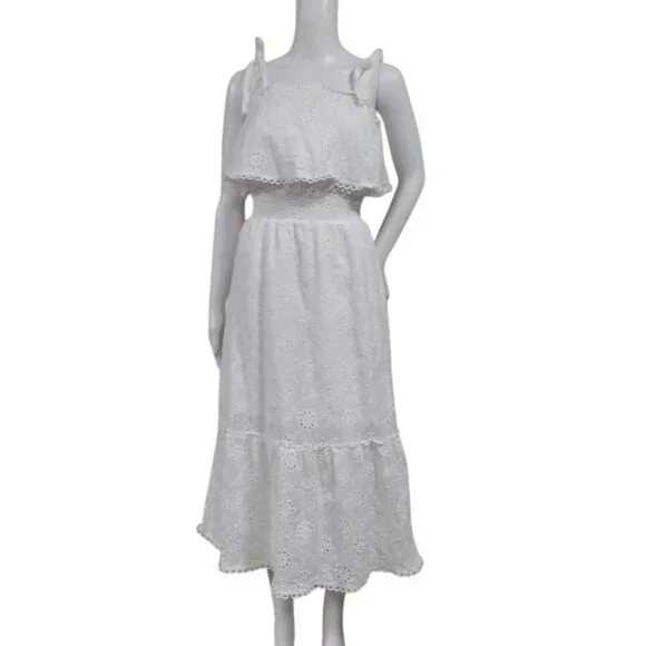 Simplee White Eyelet Lace Whimsy Cottagecore Prairie Halter Twee Dress S NWOT - Picture 2 of 10